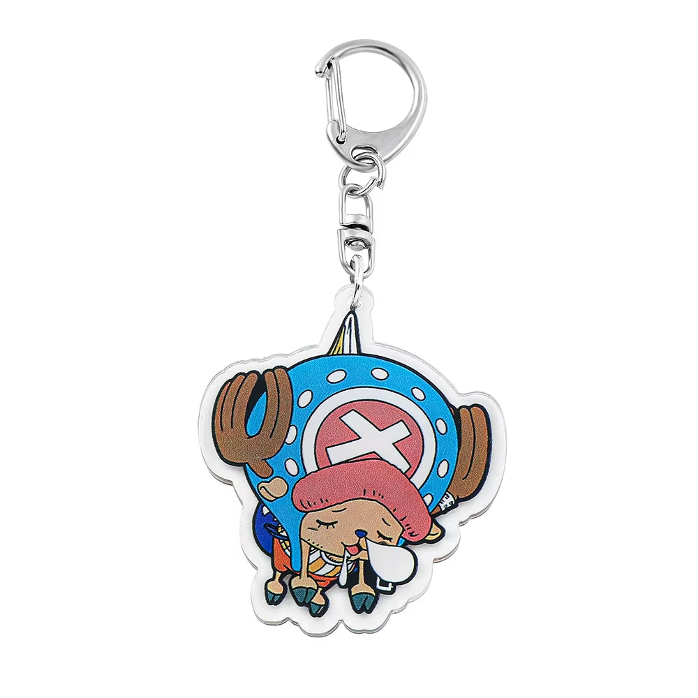 Anime ONE PIECE Keychain Cartoon Figure Monkey D Luffy Roronoa Zoro Acrylic Badge Pendant Keyring Kawaii Jewelry Accessories