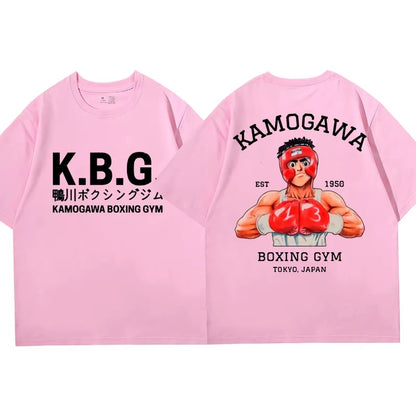 Anime Hajime No Ippo Kamogawa Boxing Gym T Shirt Men Women Makunouchi Takamura KGB Graphic T-Shirts Clothing Harajuku Streetwear