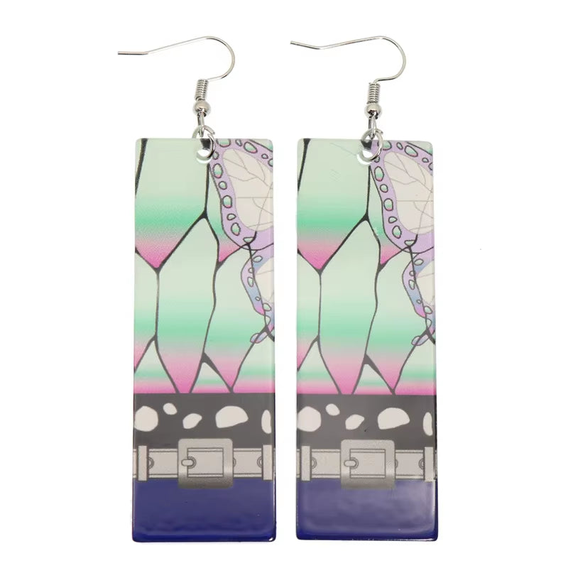 Fashion Acrylic Tanjiro Earrings Anime Cosplay Props Hanafuda Drop Long Earrings for Women Girls Jewelry