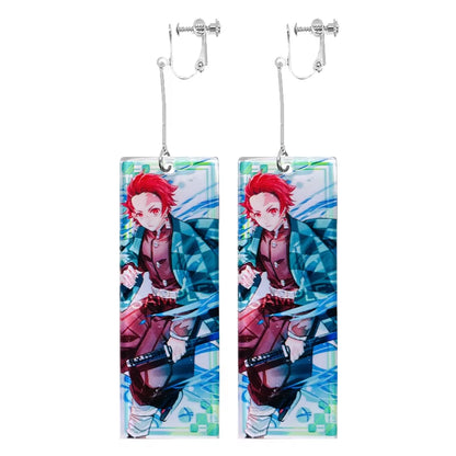 Fashion Acrylic Tanjiro Earrings Anime Cosplay Props Hanafuda Drop Long Earrings for Women Girls Jewelry