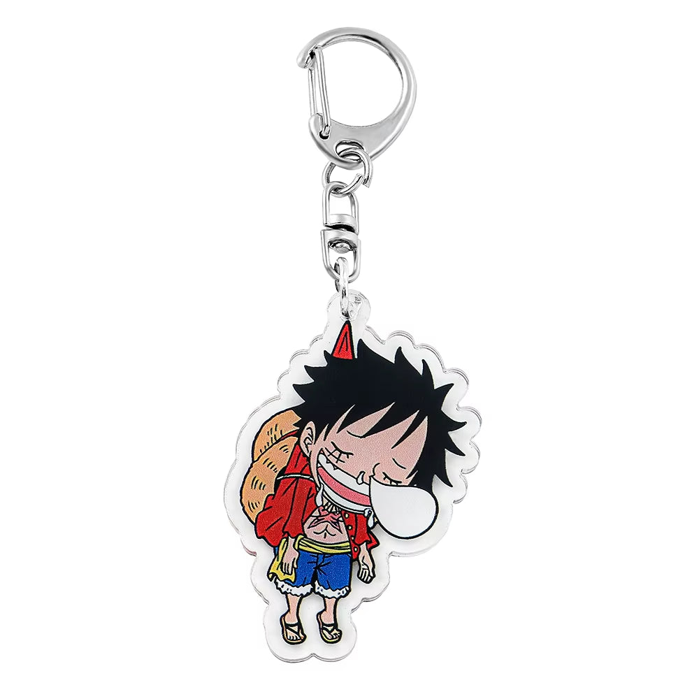 Anime ONE PIECE Keychain Cartoon Figure Monkey D Luffy Roronoa Zoro Acrylic Badge Pendant Keyring Kawaii Jewelry Accessories