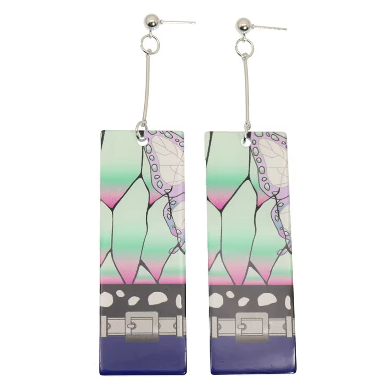 Fashion Acrylic Tanjiro Earrings Anime Cosplay Props Hanafuda Drop Long Earrings for Women Girls Jewelry