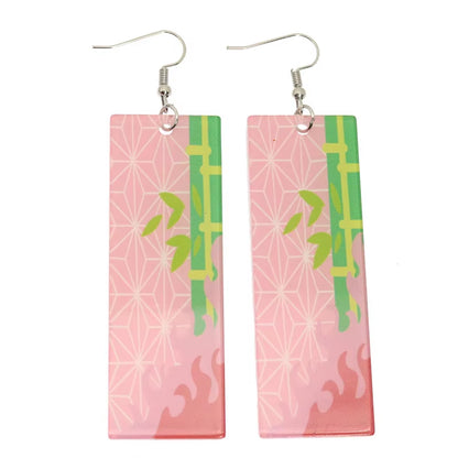 Fashion Acrylic Tanjiro Earrings Anime Cosplay Props Hanafuda Drop Long Earrings for Women Girls Jewelry