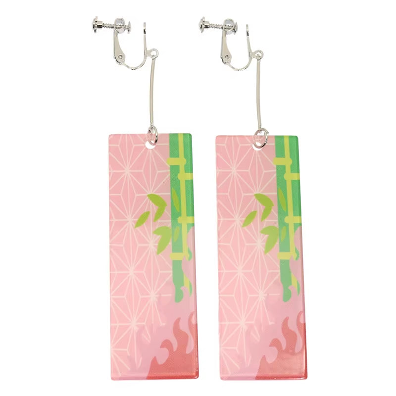 Fashion Acrylic Tanjiro Earrings Anime Cosplay Props Hanafuda Drop Long Earrings for Women Girls Jewelry