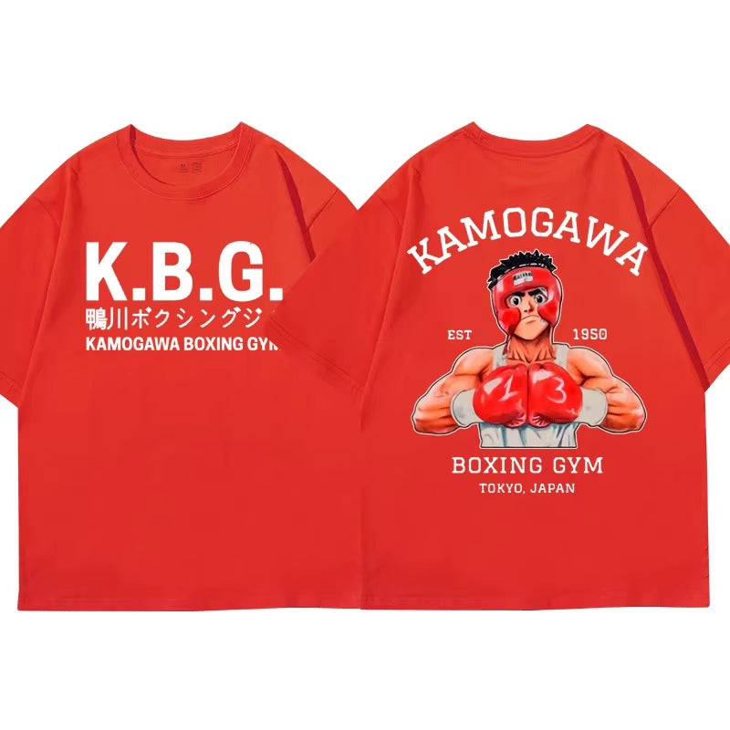 Anime Hajime No Ippo Kamogawa Boxing Gym T Shirt Men Women Makunouchi Takamura KGB Graphic T-Shirts Clothing Harajuku Streetwear