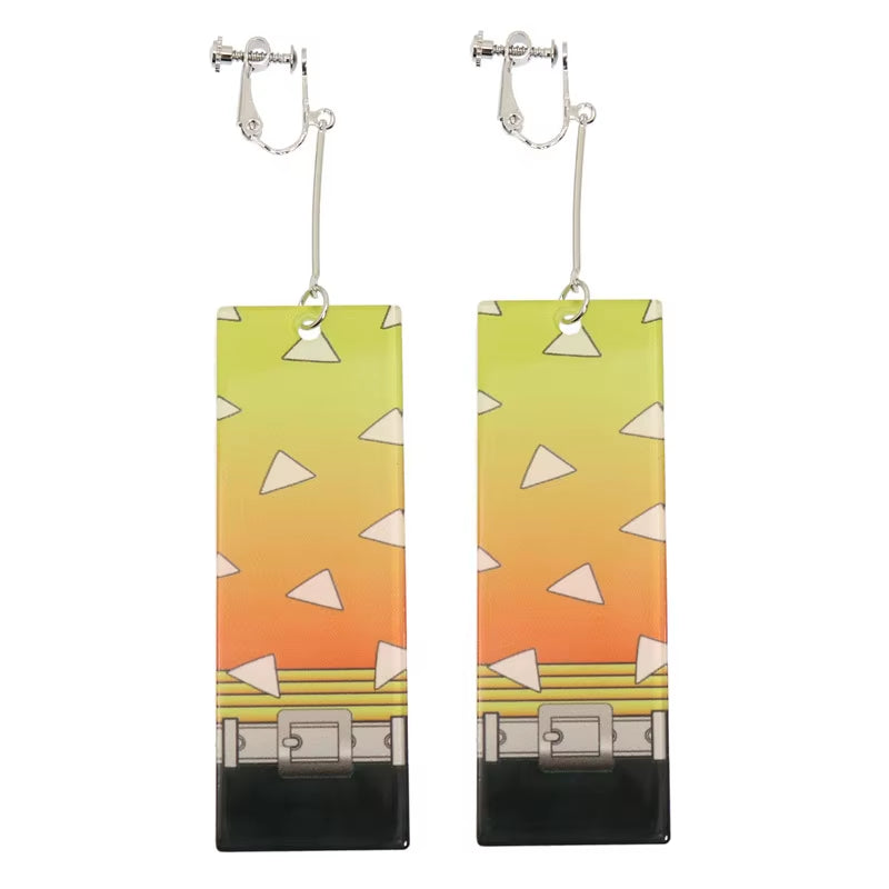 Fashion Acrylic Tanjiro Earrings Anime Cosplay Props Hanafuda Drop Long Earrings for Women Girls Jewelry