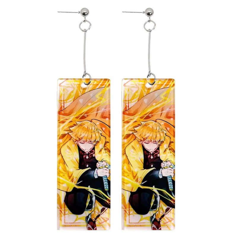 Fashion Acrylic Tanjiro Earrings Anime Cosplay Props Hanafuda Drop Long Earrings for Women Girls Jewelry