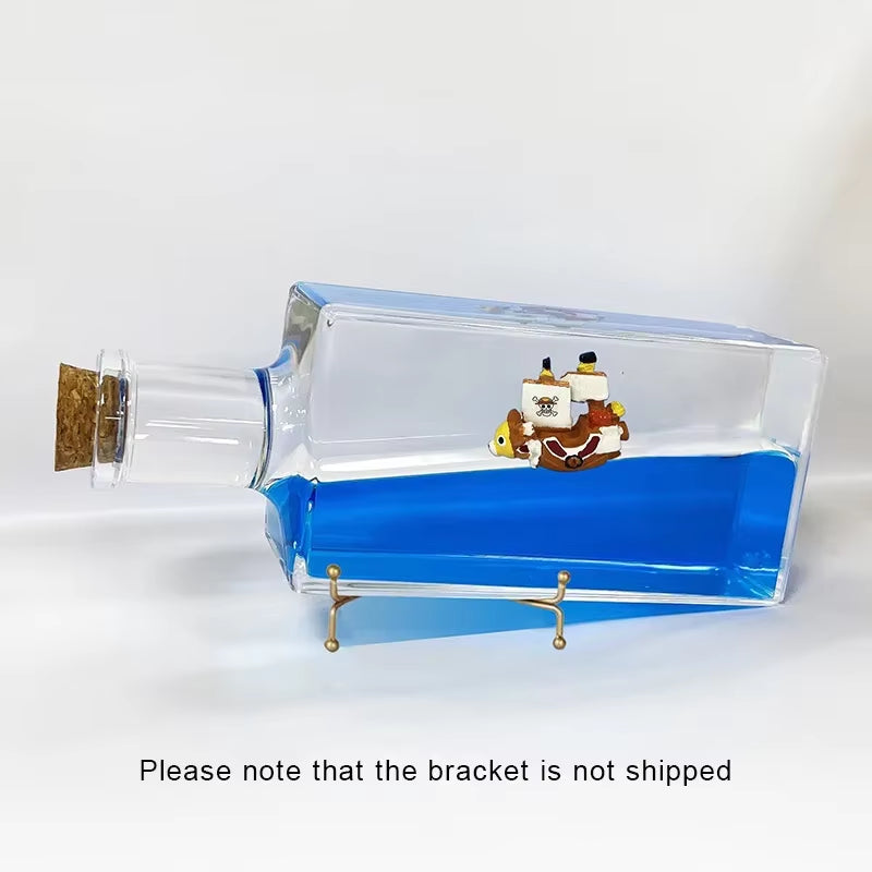 Floating Merry Bottle Anime One Piece Luffy Thousand Sunny Barco Fluid Drift Bottle 3D Merry Boat Home Decor Gifts