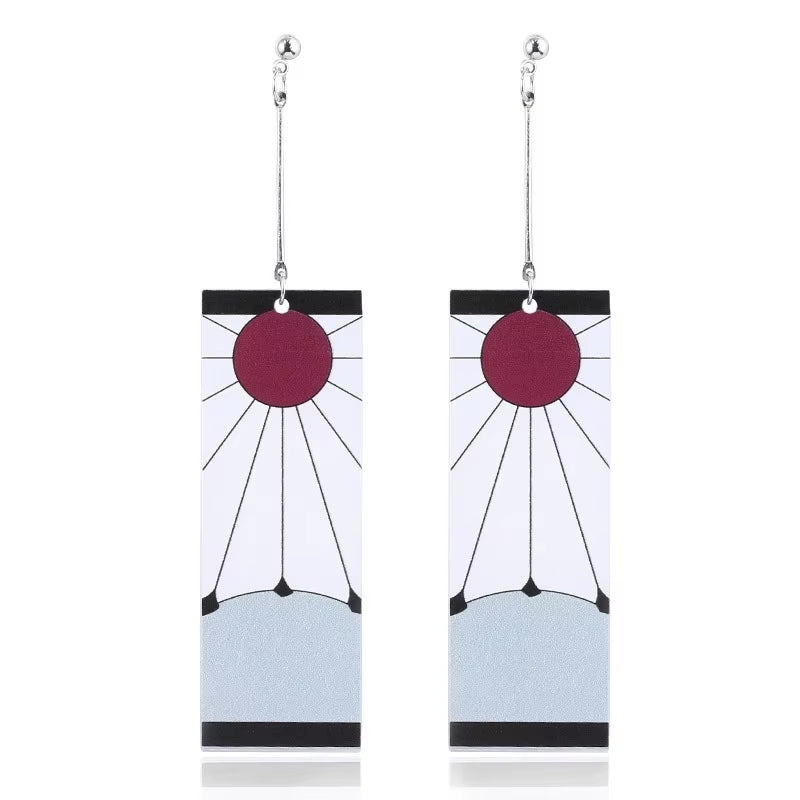 Fashion Acrylic Tanjiro Earrings Anime Cosplay Props Hanafuda Drop Long Earrings for Women Girls Jewelry