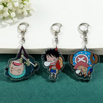 Anime ONE PIECE Keychain Cartoon Figure Monkey D Luffy Roronoa Zoro Acrylic Badge Pendant Keyring Kawaii Jewelry Accessories