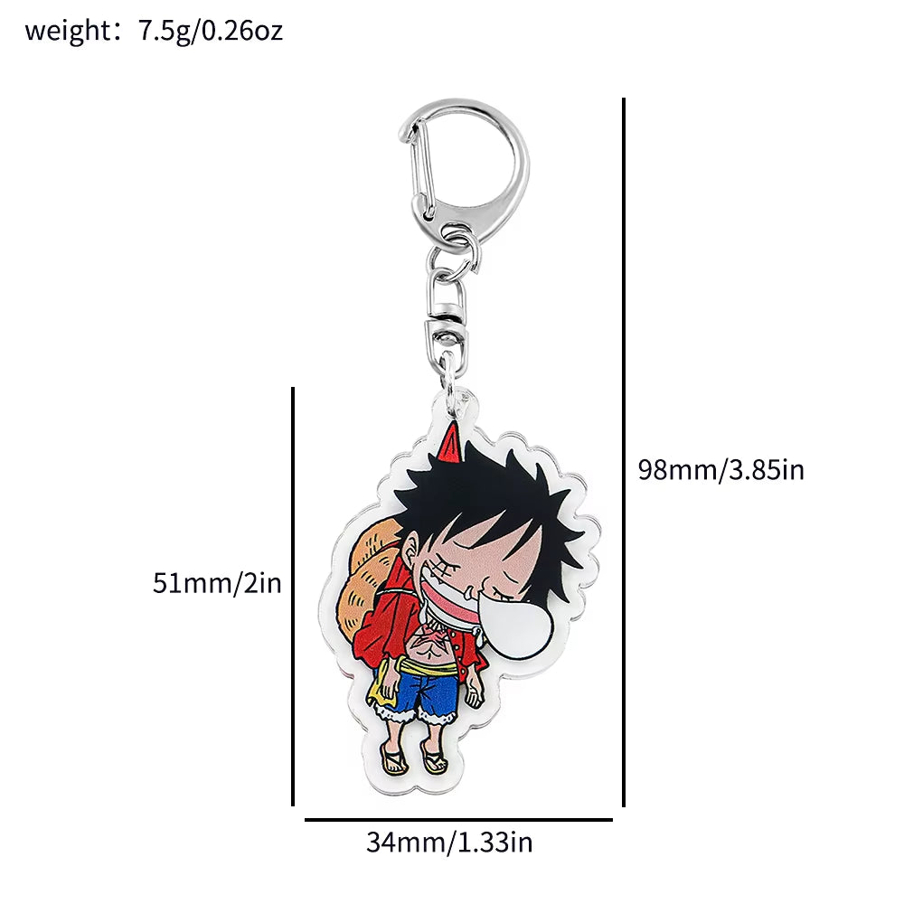 Anime ONE PIECE Keychain Cartoon Figure Monkey D Luffy Roronoa Zoro Acrylic Badge Pendant Keyring Kawaii Jewelry Accessories