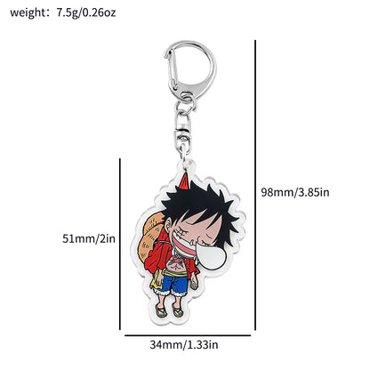 Anime ONE PIECE Keychain Cartoon Figure Monkey D Luffy Roronoa Zoro Acrylic Badge Pendant Keyring Kawaii Jewelry Accessories