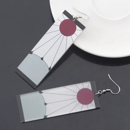 Fashion Acrylic Tanjiro Earrings Anime Cosplay Props Hanafuda Drop Long Earrings for Women Girls Jewelry