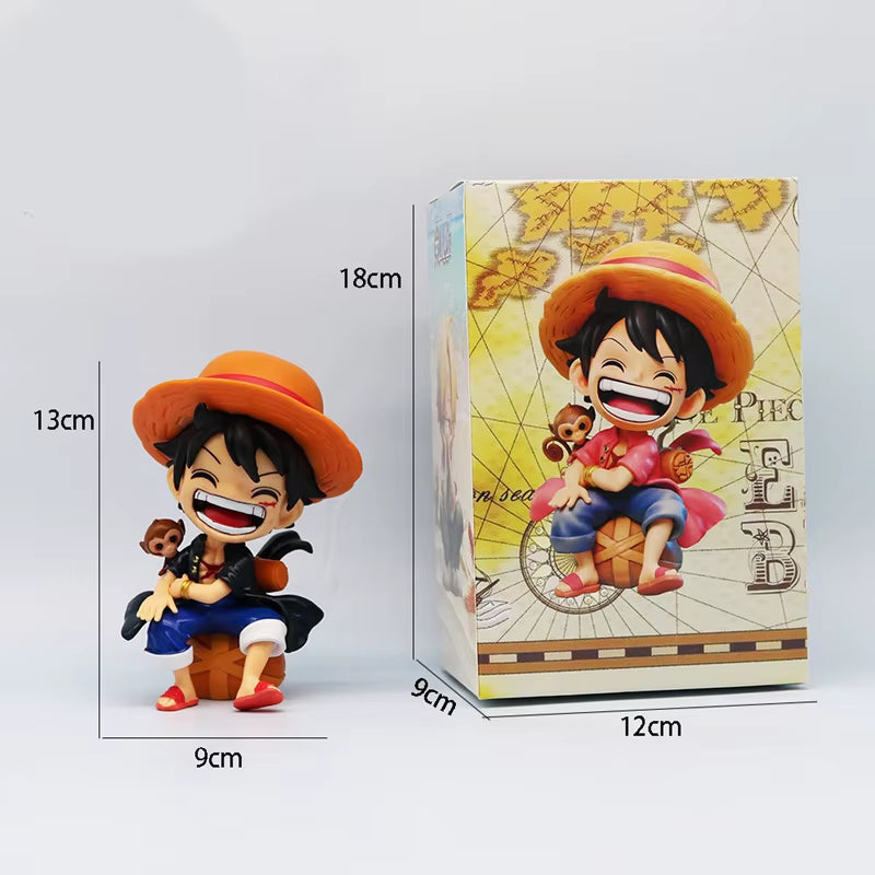 13Cm One Piece Anime Figure Sitting Laughing Luffy Action Figures Kawaii Sanji Zoro Figurine Room Car Ornaments Collection Toys