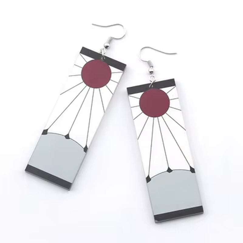 Fashion Acrylic Tanjiro Earrings Anime Cosplay Props Hanafuda Drop Long Earrings for Women Girls Jewelry