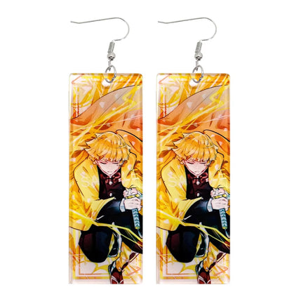 Fashion Acrylic Tanjiro Earrings Anime Cosplay Props Hanafuda Drop Long Earrings for Women Girls Jewelry