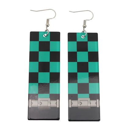 Fashion Acrylic Tanjiro Earrings Anime Cosplay Props Hanafuda Drop Long Earrings for Women Girls Jewelry