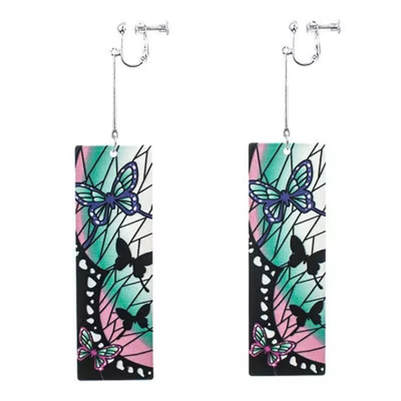 Fashion Acrylic Tanjiro Earrings Anime Cosplay Props Hanafuda Drop Long Earrings for Women Girls Jewelry