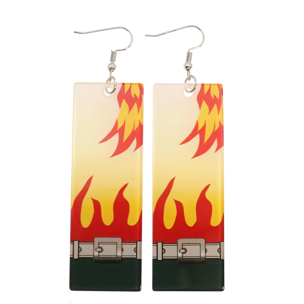 Fashion Acrylic Tanjiro Earrings Anime Cosplay Props Hanafuda Drop Long Earrings for Women Girls Jewelry