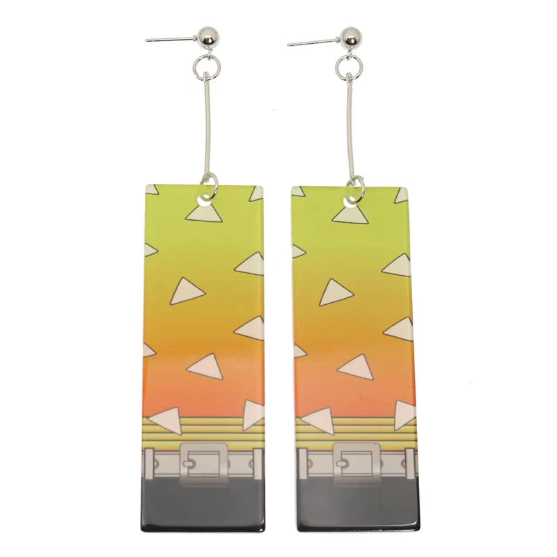 Fashion Acrylic Tanjiro Earrings Anime Cosplay Props Hanafuda Drop Long Earrings for Women Girls Jewelry