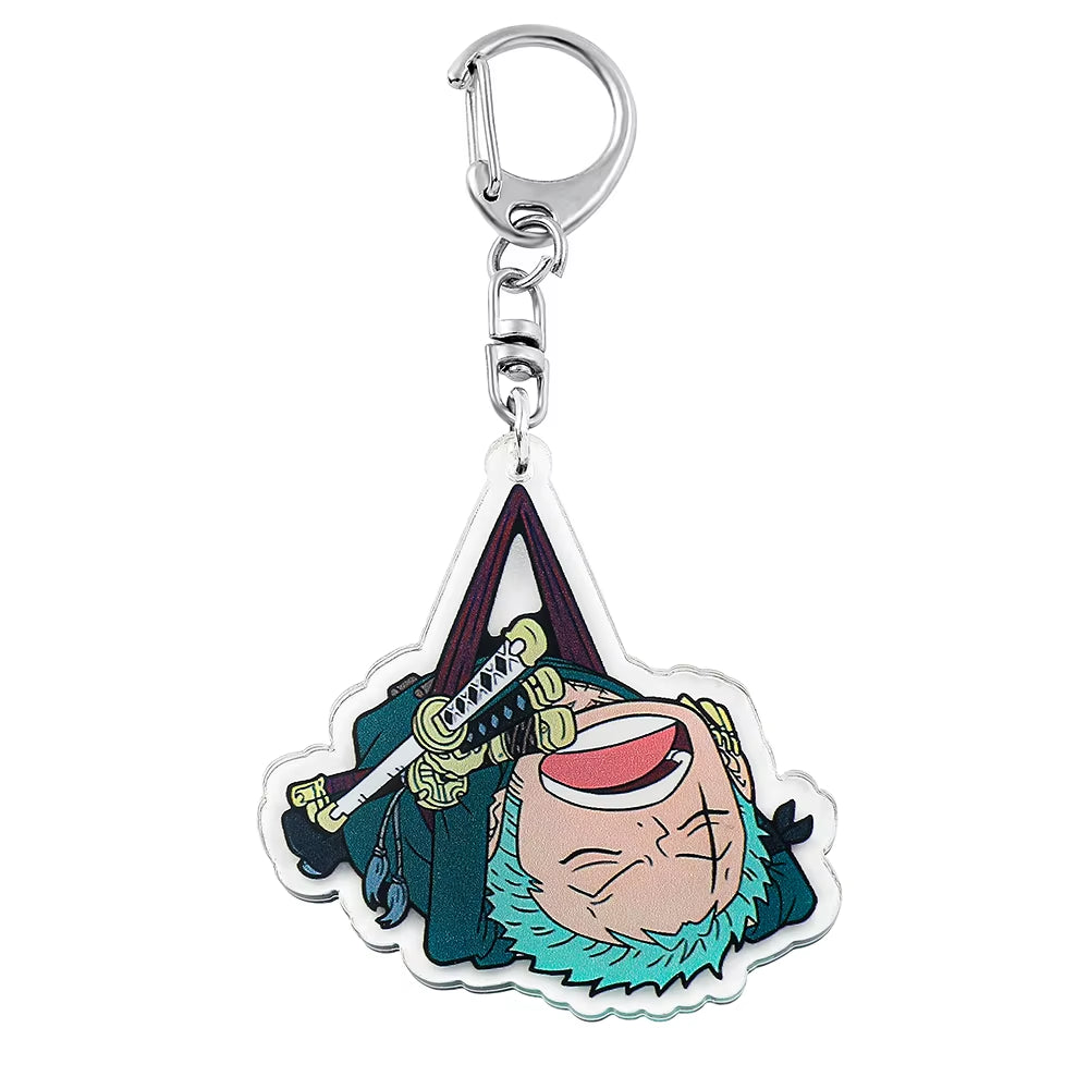 Anime ONE PIECE Keychain Cartoon Figure Monkey D Luffy Roronoa Zoro Acrylic Badge Pendant Keyring Kawaii Jewelry Accessories