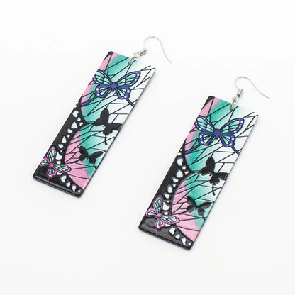 Fashion Acrylic Tanjiro Earrings Anime Cosplay Props Hanafuda Drop Long Earrings for Women Girls Jewelry