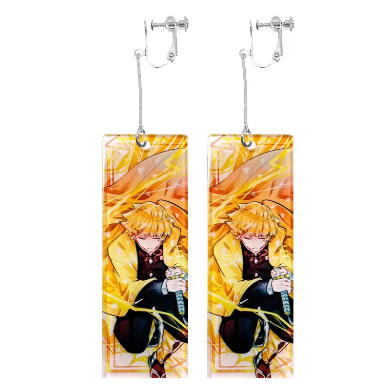 Fashion Acrylic Tanjiro Earrings Anime Cosplay Props Hanafuda Drop Long Earrings for Women Girls Jewelry