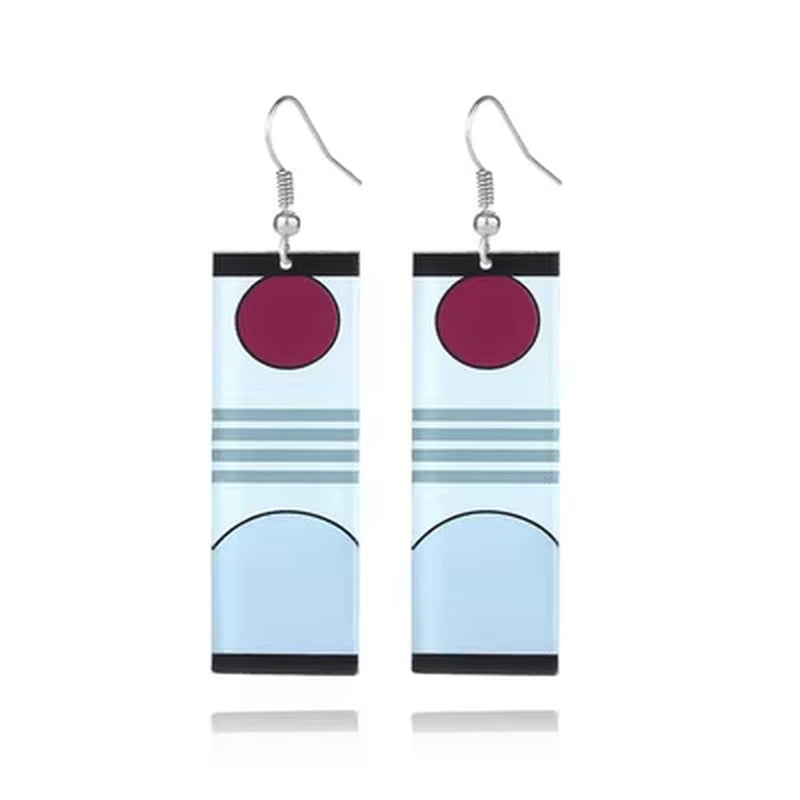 Fashion Acrylic Tanjiro Earrings Anime Cosplay Props Hanafuda Drop Long Earrings for Women Girls Jewelry