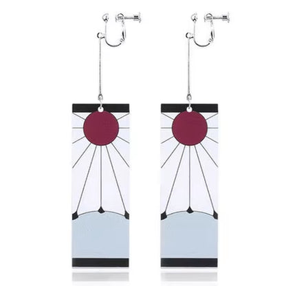 Fashion Acrylic Tanjiro Earrings Anime Cosplay Props Hanafuda Drop Long Earrings for Women Girls Jewelry