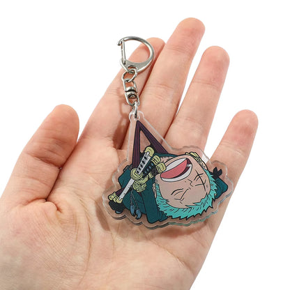 Anime ONE PIECE Keychain Cartoon Figure Monkey D Luffy Roronoa Zoro Acrylic Badge Pendant Keyring Kawaii Jewelry Accessories