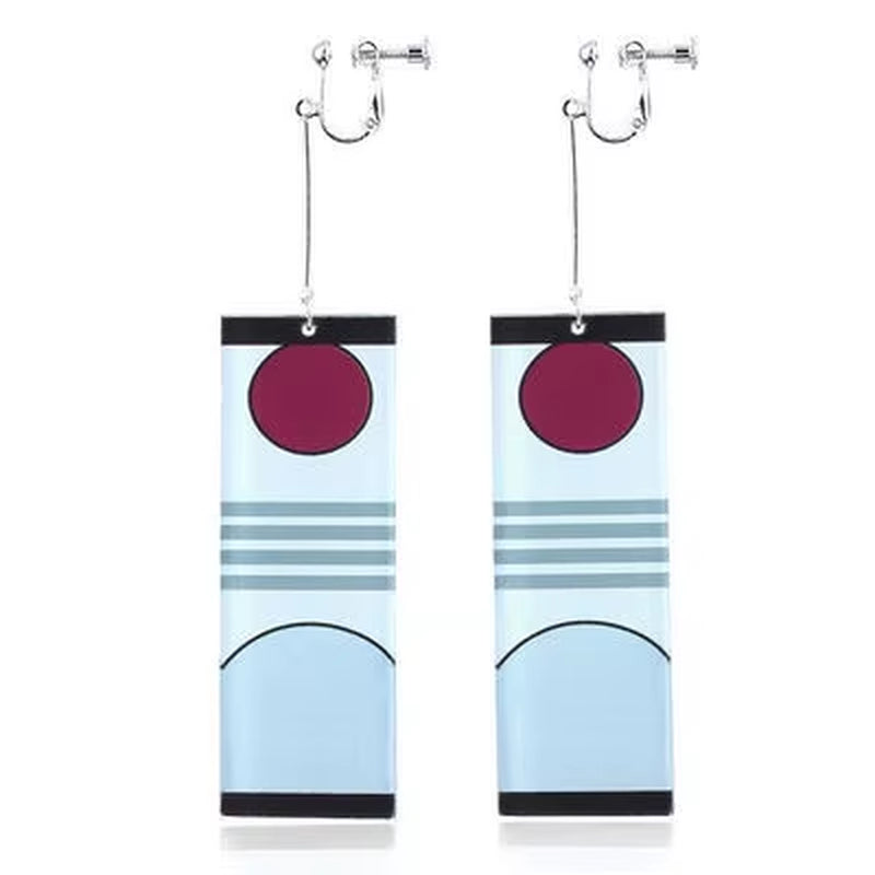 Fashion Acrylic Tanjiro Earrings Anime Cosplay Props Hanafuda Drop Long Earrings for Women Girls Jewelry