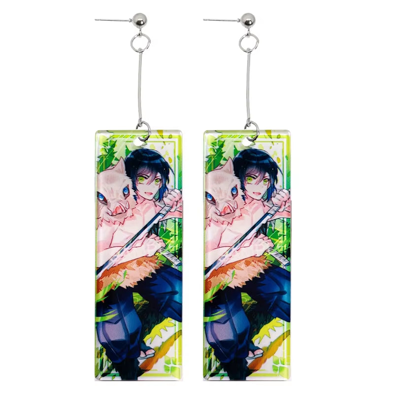 Fashion Acrylic Tanjiro Earrings Anime Cosplay Props Hanafuda Drop Long Earrings for Women Girls Jewelry