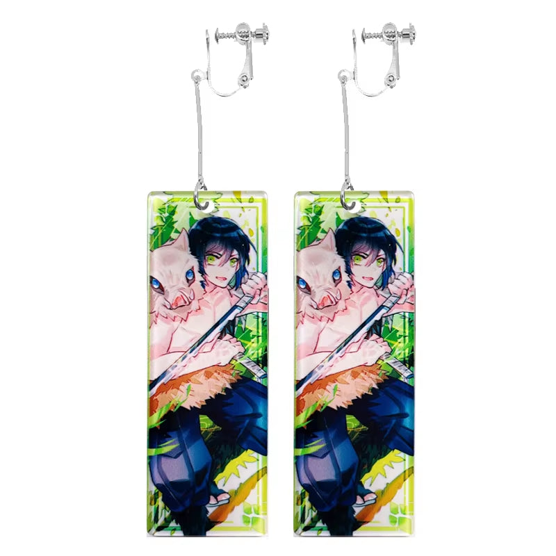 Fashion Acrylic Tanjiro Earrings Anime Cosplay Props Hanafuda Drop Long Earrings for Women Girls Jewelry