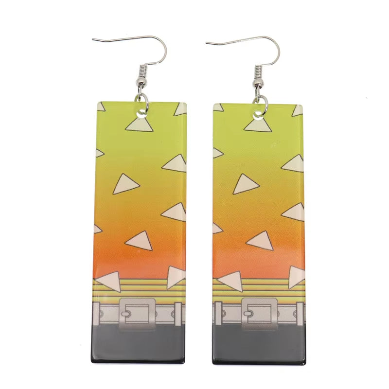 Fashion Acrylic Tanjiro Earrings Anime Cosplay Props Hanafuda Drop Long Earrings for Women Girls Jewelry